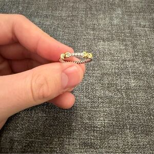 David Yurman Helena Wrap Band Ring 925 Sterling 18k Diamonds 4mm Womens Size 6